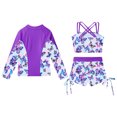 thumbnail image 4 of YONGHS Girls 3 Piece Rash Guard Tankini Set Floral Bikini with Long Sleeve Zip Shirt Swimwear Bathing Suit Purple-B 12, 4 of 7