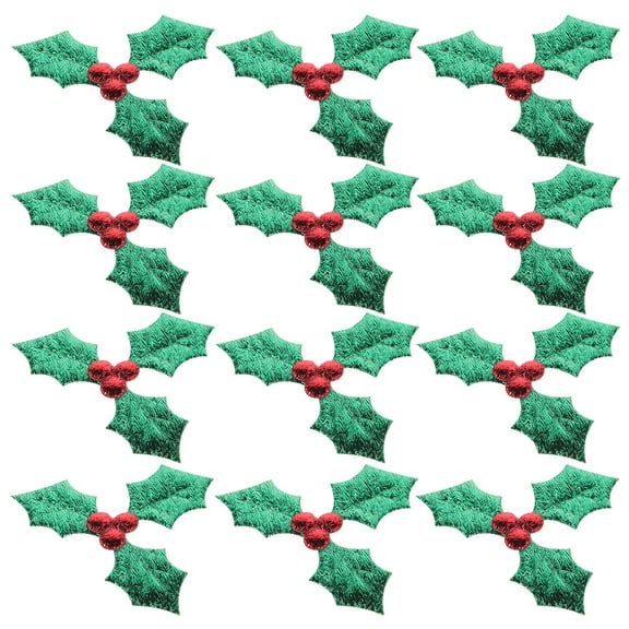 IMIKEYA 100Pcs Christmas Applique Patches Green Holly Leaves Embroidered Iron on Sew on