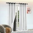 thumbnail image 5 of Dark Gray Blackout Curtains with Sheer Overlay Mix and Match Double Layer Thermal Insulated Window Panels 84 inch Drapes Grommet Top 52"Wx84"L, 5 of 6