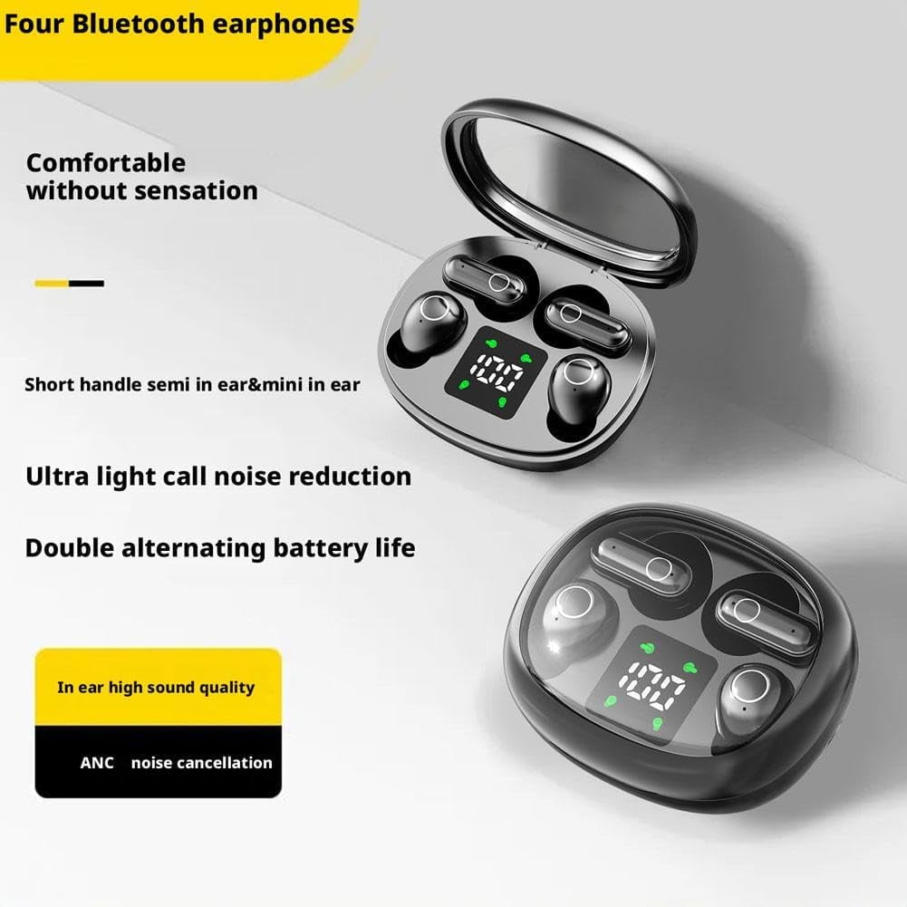 SK35 Bluetooth 5.4 Ultra Mini Earbuds 2-Pack, Invisible In-Ear Wireless Headphones with LED Power Display, Type-C Charging, Built-in Mic for Sports Workout Sleep(wwx)