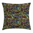 thumbnail image 1 of Hip Hop Throw Pillow Cushion Cover, Grafitti Spray Paint Style Background Ghetto Street Lifestyle Expressive Concept, Decorative Square Accent Pillow Case, 18 X 18 Inches, Multicolor, by Ambesonne, 1 of 2