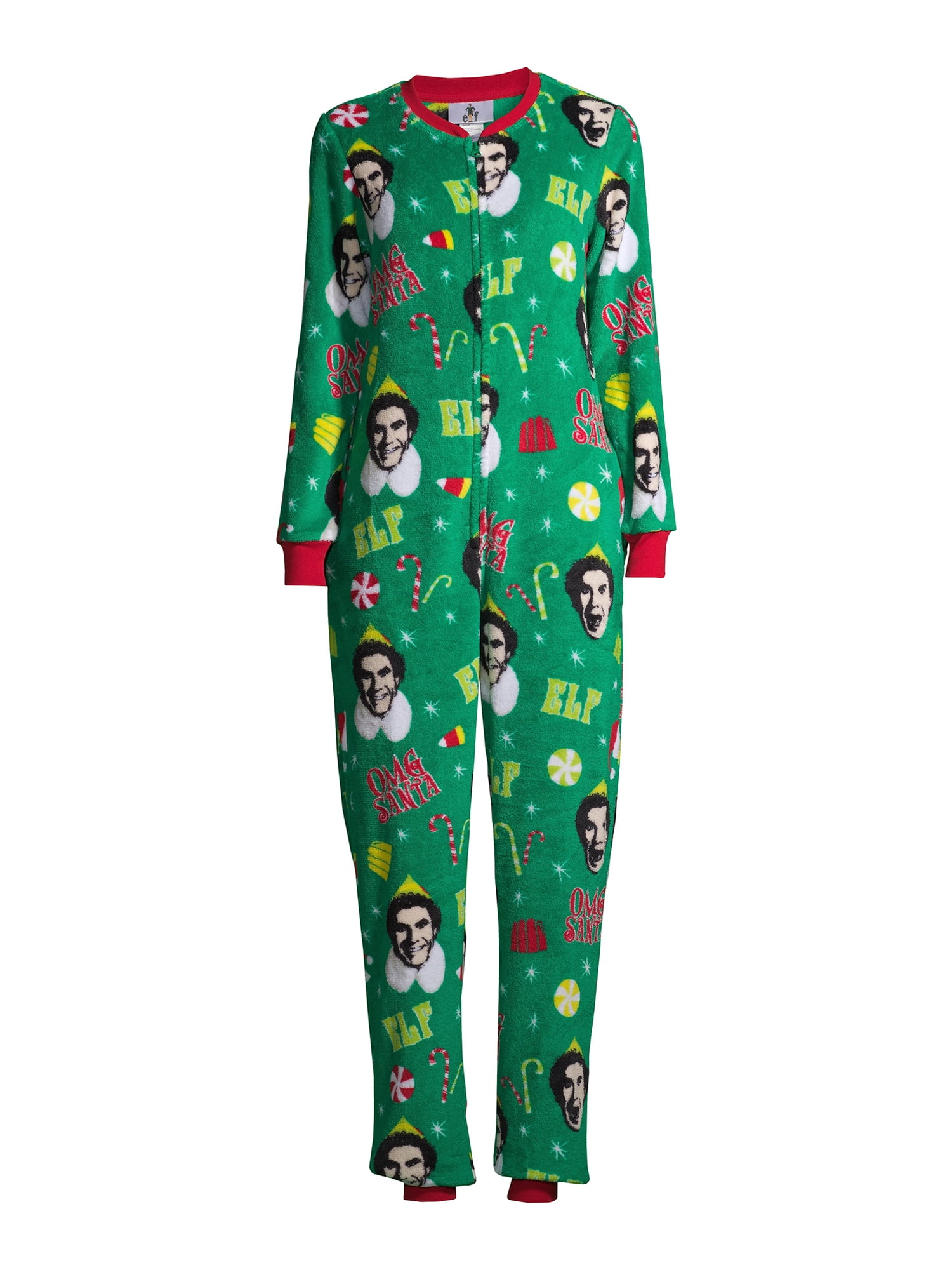 Elf Women's and Women's Plus Drop Seat Holiday Union Suit
