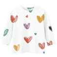thumbnail image 3 of CLOISE Toddler White Tshirt Boy Girls 3/4 Sleeve Crew Neck Tops Heart Casual Fashion Fall Winter Clothes Multicolor 3-12T, 3 of 4
