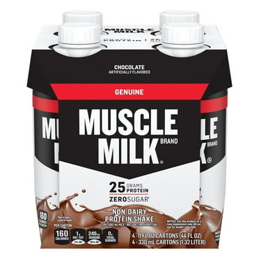 2 Pack - Muscle Milk Genuine Chocolate Non-Dairy Protein Shakes - 11 oz, 4 pk Packaging may vary