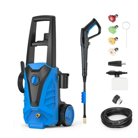 Betcozy Pressure Washer, Electric Power Washer 2.0 GPM with 5 Quick Connect Nozzles, High Pressure Cleaning Machine with Foam Cannon, for Cars/Driveways/Patios/Home Cleaning, Blue