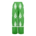 thumbnail image 4 of WTOBBY Women's Summer Boho Palazzo Wide Leg Pants with Geometric Print High Waist Elastic Drawstring and Side Pockets for Fashionable Comfort ,Green XL, 4 of 7