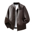thumbnail image 6 of Men’s Faux Leather Jacket Classic Biker Style Motorcycle Coat Fit Fashion Casual Lightweight Fall & Spring Jackets for Men, 6 of 6
