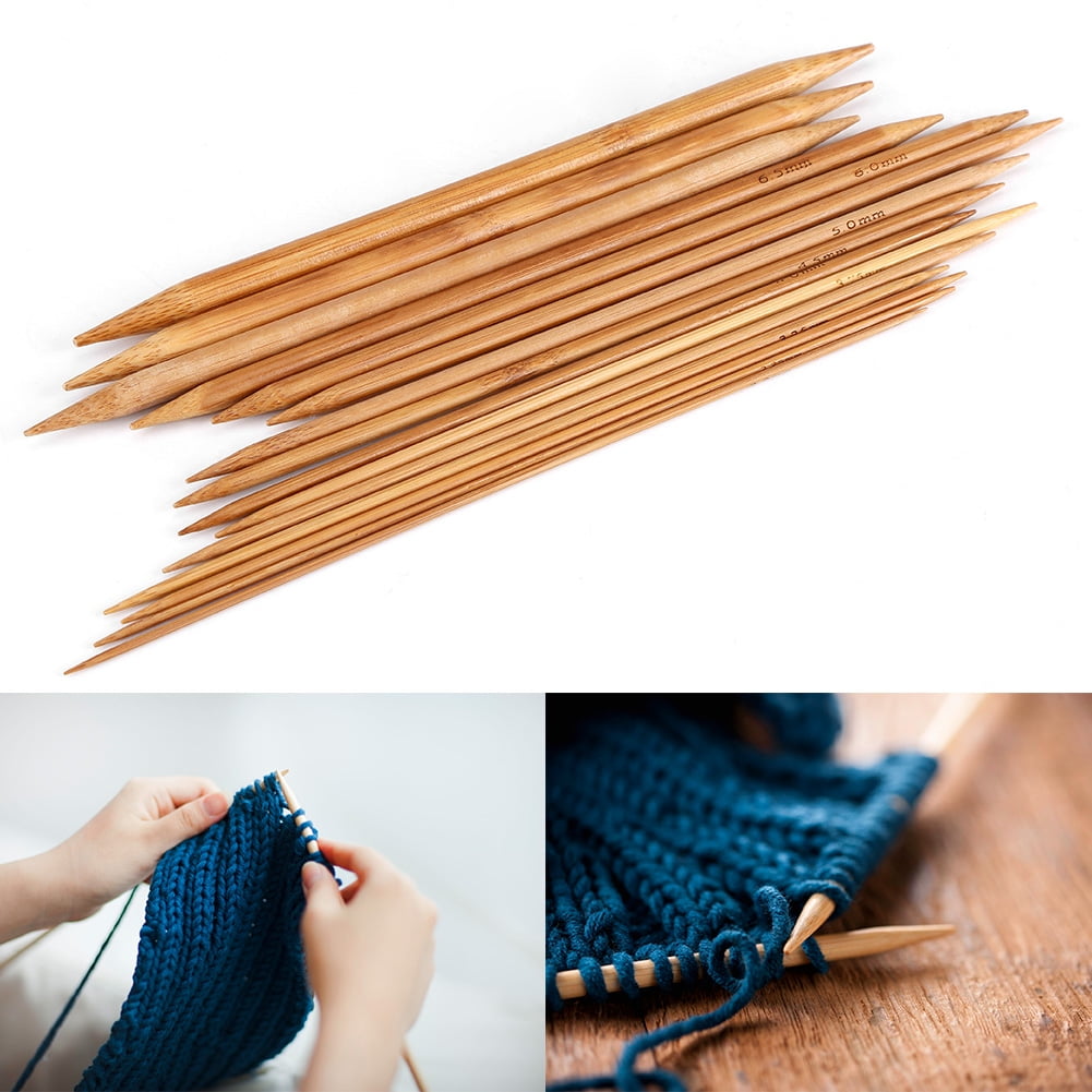 55pcs Knitting Needles Set Carbonized Bamboo Double Pointed Needles Set in 11 Sizes 5.1in/13cm 