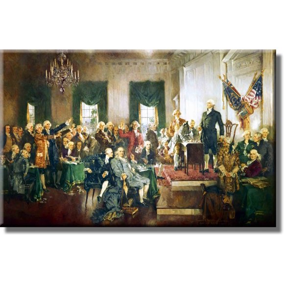 Signature de Constitution par Howard Christy Image sur Toile Tendue, Décoration Murale, Prêt à Accrocher