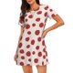 thumbnail image 1 of Easygdp Abstract Red Polka Dot Camisón de manga corta para mujer, informal, estampado, 1 of 6