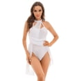 thumbnail image 3 of inhzoy Women Lyrical Dance Dress Modern Ballet Costume Halter Neck Chiffon Dancewear White XL, 3 of 8