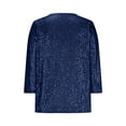 thumbnail image 6 of YOIAVAIOY Sparkly Tops for Women Elegant Shimmer Glitter 3/4 Sleeve Crew Neck Evening Shirts Trendy Going Out Party Tunic Blouses Dark Blue M, 6 of 7