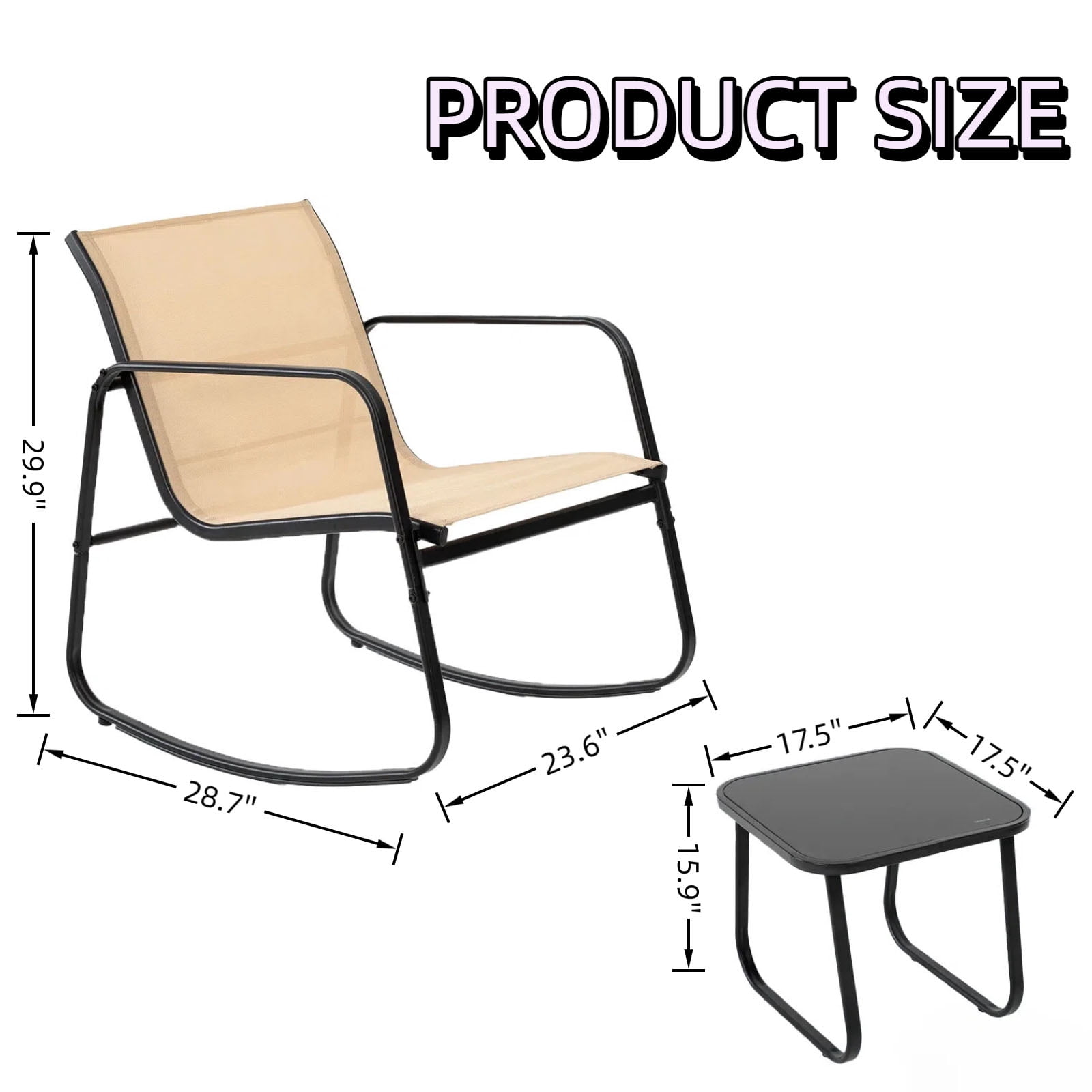 Casabay 3-Piece Outdoor Courtyard Furniture Set with Patio Chairs & Coffee Table, All Weather Outdoor Seating Breathable Fabric for Yard, Pool, Lawn, Brown