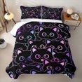 thumbnail image 2 of Manfei Galaxy Cat Quilt Full, Iridescent Outline Full Bedspread Sets, Black Pink Blue, 3 Pieces, 1 Coverlet and 2 Pillowcases, 2 of 7