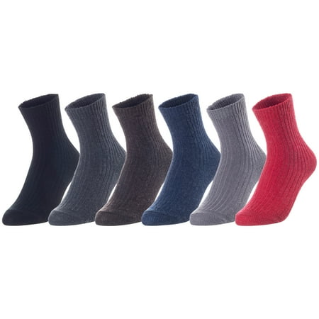 

Lovely Annie Unisex Children s 6 Pairs Thick & Warm Comfy Durable Wool Crew Socks. Perfect as Winter Snow Sock and All Seasons LK08 Size 0Y-2Y No Beige