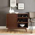 thumbnail image 2 of Walker Edison Mid-Century Modern Wood Kitchen Buffet Sideboard with Bottle Storage Entryway Serving Wine Storage Doors Dining Room Console 36 Inch, Walnut, 2 of 5
