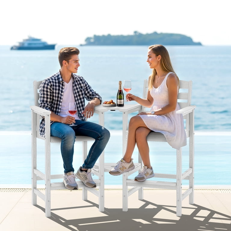 SERWALL, Tall Adirondack Chairs Set of 2 with Connecting Table