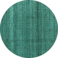 thumbnail image 1 of Ahgly Company Machine Washable Indoor Round Abstract Turquoise Blue Modern Area Rugs, 5' Round, 1 of 4