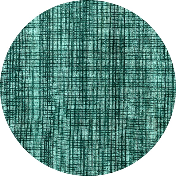 Ahgly Company Machine Washable Indoor Round Abstract Turquoise Blue Modern Area Rugs, 5' Round
