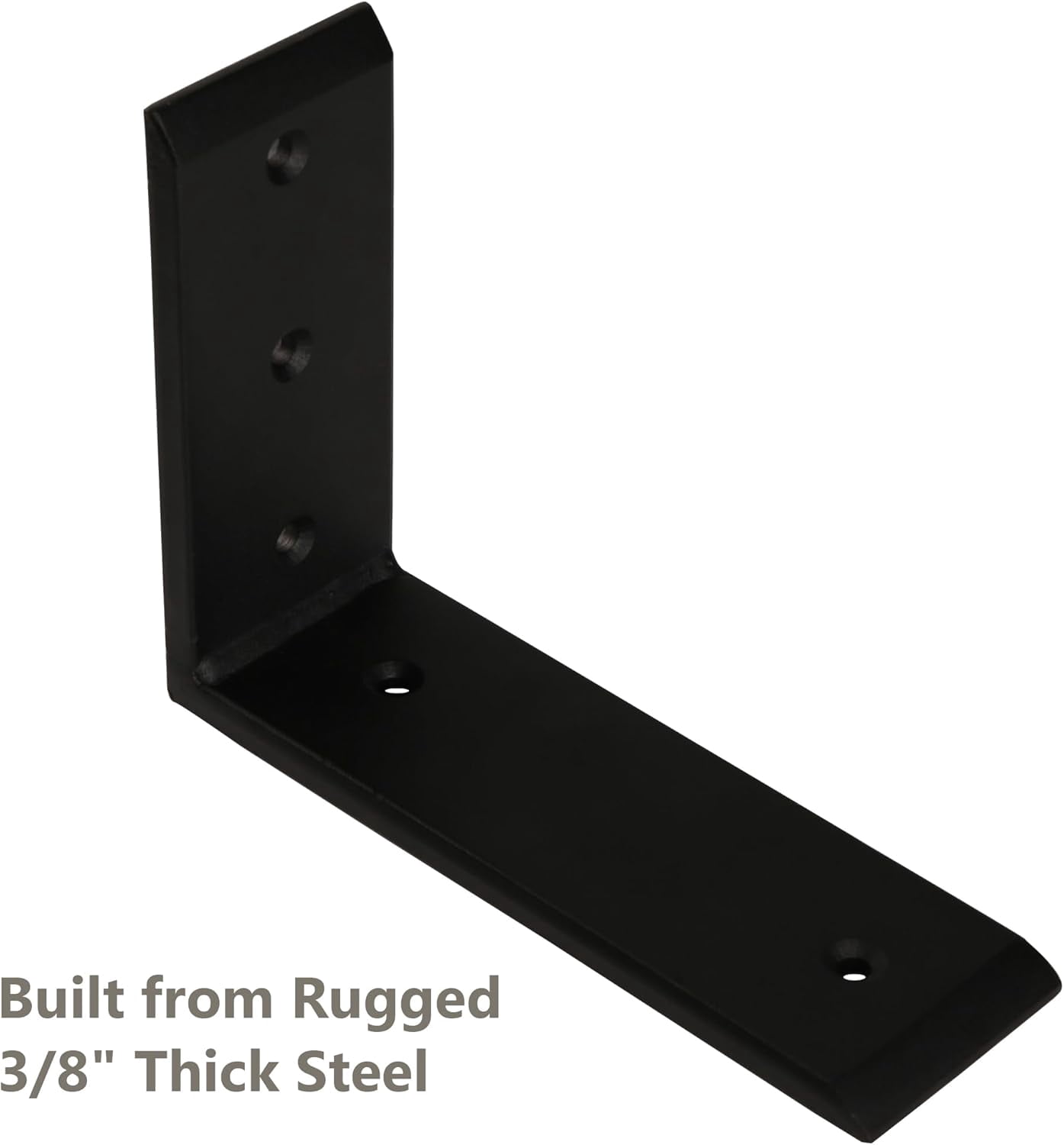 4-Pack 8 Inch Countertop Support Brackets, Heavy Duty L Brackets for Quartz/Wood/Laminate/Granite Countertops | 3/8" Thick Metal Steel | Frosted Black Powder Coated