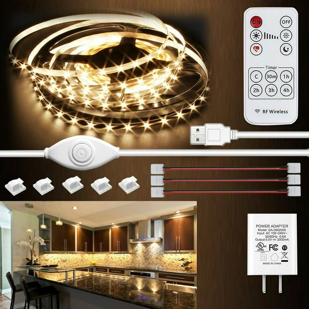 illuminlabs Luces Debajo Gabinetes Tiras LED con Control Remoto, Regulables para Armarios, Estantes, Parte Posterior TV, Luces Debajo Mostrador Cocina, 13.2 Pies, Blanco Cálido
