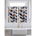 thumbnail image 2 of Kitchen Curtains 45 Inches length, Navy Blue Burnt Orange Window Treatment Curtain Drapes, Botanical Palm Leaf Abstract Lightweight Window Panels for Living Room Bedroom, 52"x45", 2 Panels, 2 of 7