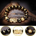 thumbnail image 2 of Brazalete De Obsidiana Negra Con Amuleto Dorado Pi Xiu Lucky Wealthy Speravity AP007390-01, 2 of 5