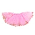 thumbnail image 4 of VNKIDY Girls Kids Elastic Waist Fluffy Tulle Tutu Skirt With Multicolored Pom Pom Trim For Holiday Party Wear Red 3-4 Years, 4 of 4