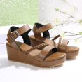 thumbnail image 5 of Women's Wedge Sandals Open Toe Braided Strap Casual Summer Shoes with Adjustable Buckle Thick Platform Heel Non Slip Comfortable Sandals for Women Plus Size Available, 5 of 10