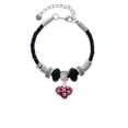 thumbnail image 2 of Delight Jewelry Silvertone Hot Pink Cheetah Print Heart Aunt Celtic Knot Leather Bead Bracelet, 7"+2" Extender, 2 of 4