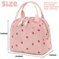 thumbnail image 2 of Lunch Bag for Women, Cute Corduroy Insulated Lunch Box for Work School Picnic (Strawberry Pink), 2 of 9
