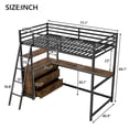 thumbnail image 2 of Harper & Bright Designs Twin Size Metal Loft Bed with Desk and Shelves, High Twin Loft Bed Frame with Drawers LED Light and USB Charging Station, Black, 2 of 12
