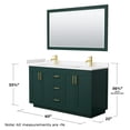 thumbnail image 6 of Wyndham Collection Miranda 60" Wood&Marble Double Bathroom Vanity in Green/Gold, 6 of 7