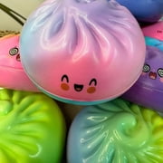 Dumpling Squishies Mystery Box, Colorful Glitter Steamed Bun Stress Ball, Soft Sensory Fidget Toy with Steamer for Kids & Adults, Stocking Stuffer