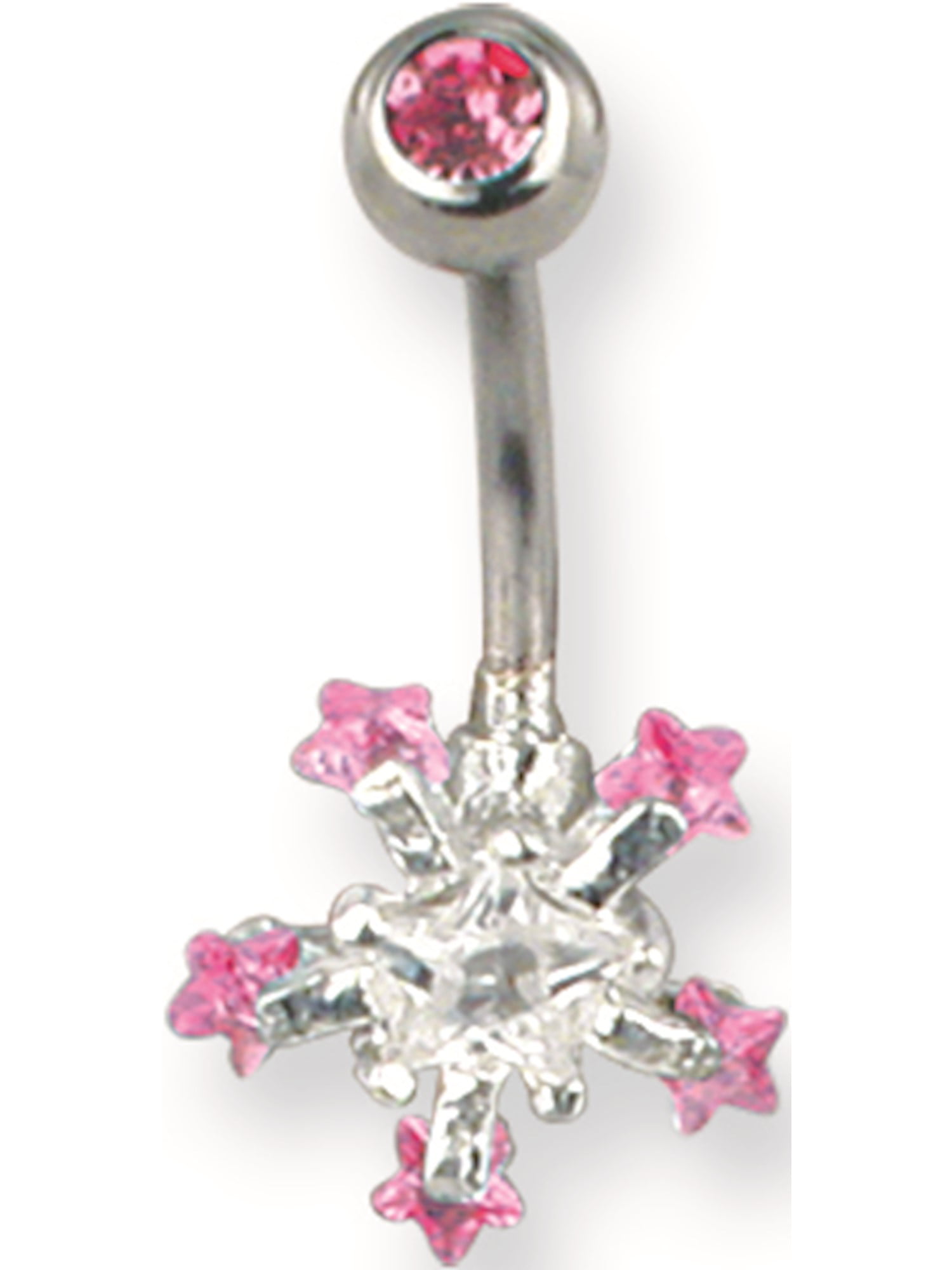 13/32 1.6mm 11mm Jewelry by Sweet Pea SGSS Curv BB w Gem Starburst 14G Long Gem Star w/