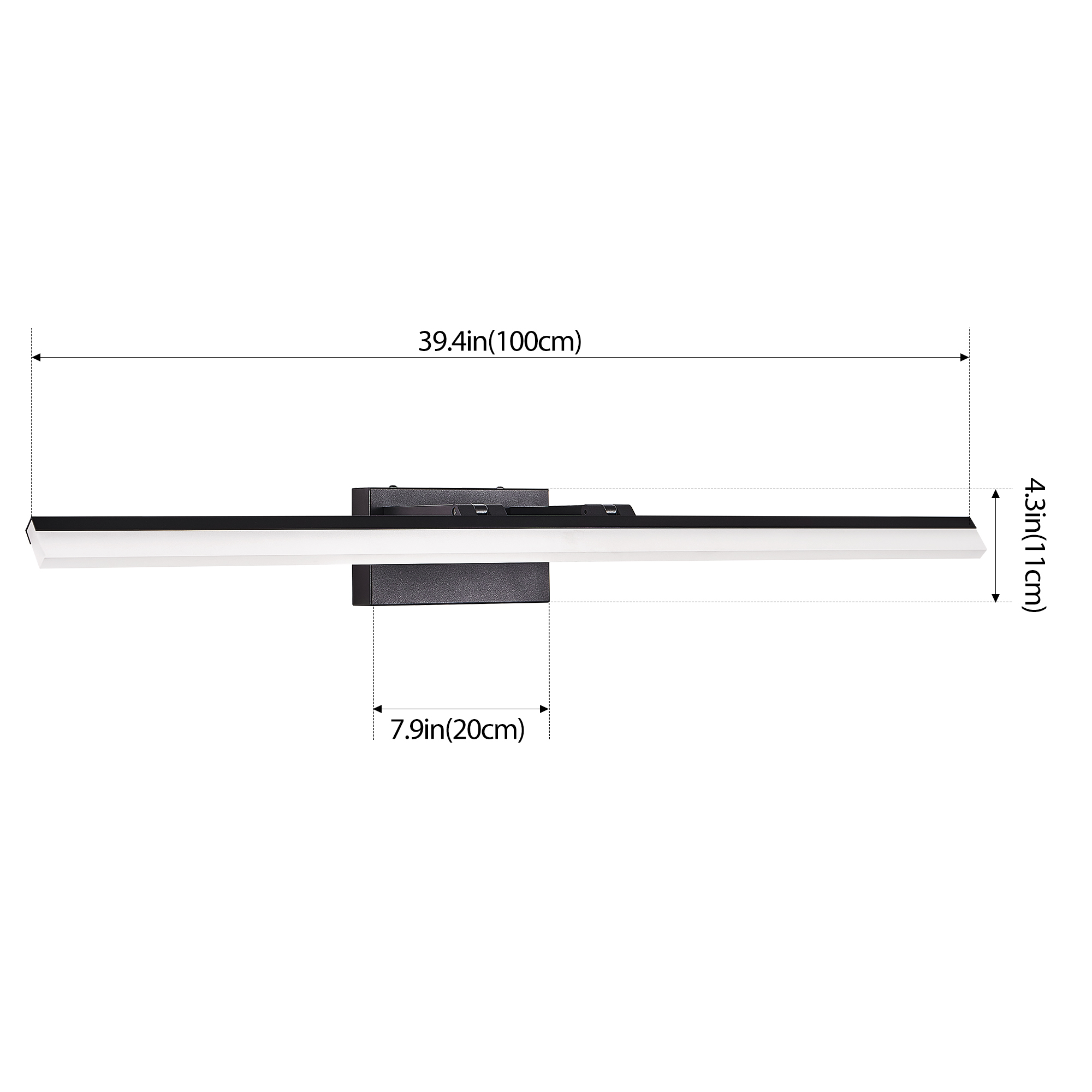 Leumius 39" Modern LED Bathroom Vanity Light, Sleek Black Metal Wall Light for Mirror, Dressing Room or Sink Area