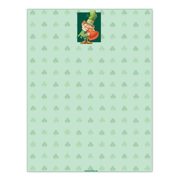 St. Patrick's Day Stationery - 8.5 x 11-60 St Patricks Day Letterhead Sheets - St Patty Day Letterhead