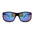 thumbnail image 2 of Locs Mens Color Mirror Color Smoke Arm Sport Sunglasses Black Green Teal Mirror, 2 of 4