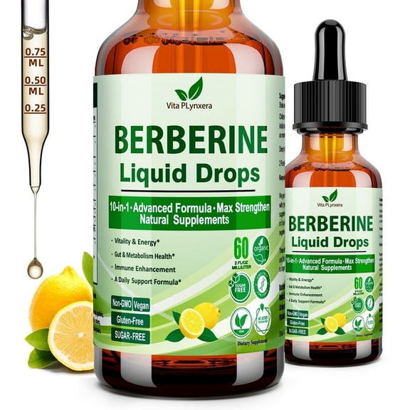 Vitaplynxera Berberine Liquid Drops | 10-in-1 Enhanced Formula | 60 Servings | Supports Metabolic Vitality & Immunity Supports Intestinal Health  |  Sugar-Free, Vegan | 2 fl oz