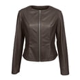 thumbnail image 7 of Yucgh Women's Casual Long-Sleeved Solid Color PU Motorcycle Leather Jacket, Edgy and Stylish Outerwear for Everyday Wear, Comfortable Fit,S, 7 of 7