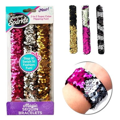 Cra-Z-Art Shimmer  n Sparkle 2-in-1 Super Color Flipping Fun Magic Sequin Bracelets  3 Piece