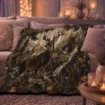 thumbnail image 5 of Majestic Buck Rustic Forest, Peaceful Mountain Lake Scene, Warm Flannel Blanket for Cabin and Lodge with Detailed Artwork, Outdoor Lovers Thanksgiving Gift, Artistic Home Decor, 5 of 7