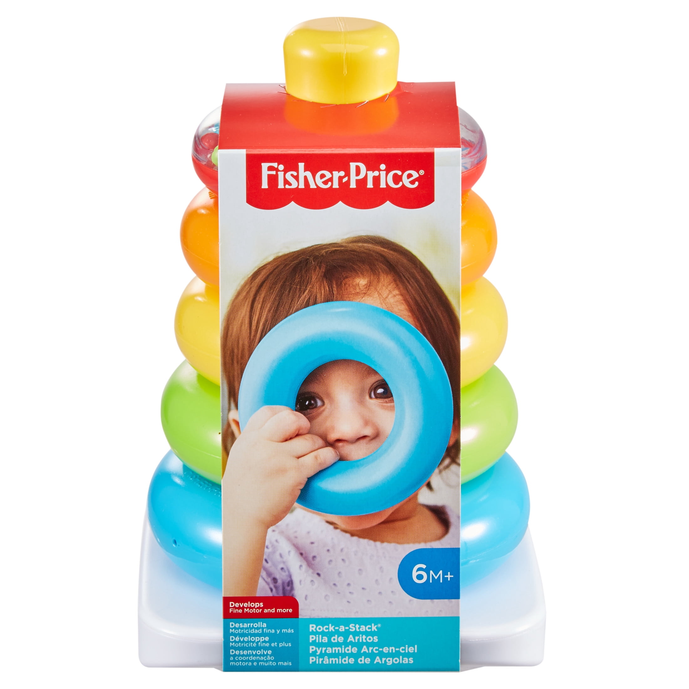 Fisher-Price Baby Stacking Toy Rock-a-Stack, Roly-Poly Base with 5 Colorful Rings for Ages 6+ Months