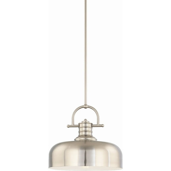 Volume Lighting  1-Light  LED Brushed Nickel Downrod Bowl Pendant