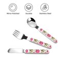 thumbnail image 3 of Salouo Rose Flowers Pattern 3 Pieces Toddler Utensils, Kids Silverware Set Stainless Steel Utensils for Kids Children Safe Spoons Forks & Knife Dishwasher Safe, 3 of 8