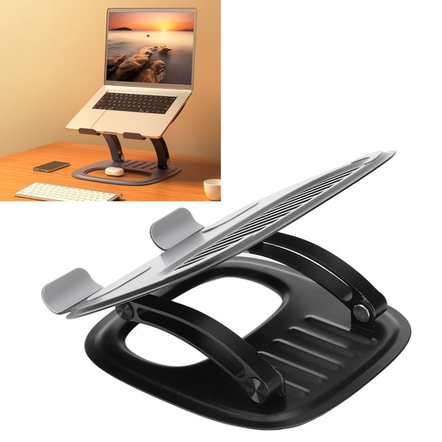 Metal Laptop Holder, Portable Foldable Aluminum Laptop Stand Adjustable Computer Stand Hollow Design Laptop Riser For 10 To 16in Notebook Tablets Laptop