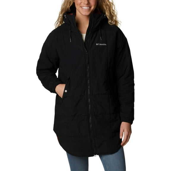 Columbia Women's Chatfield Hill Novelty Jacket, Black/Red Lily Check Print, Small