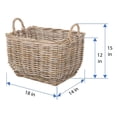 thumbnail image 5 of Rectangular Wicker Basket Handwoven Rattan Basket with Handles Decorative Storage Large Home Organizer Gray-Brown, 5 of 5