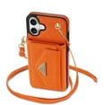 thumbnail image 3 of Nalacover Case for iPhone 16, Crossbody Wallet Case with Card Slots Holder, PU Leather Lanyard Shoulder Strap Purse Cover with Kickstand Shockproof Case for iPhone 16, Orange, 3 of 7