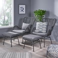 thumbnail image 2 of GDF Studio Izidro Indoor Boho Modern Wicker 4 Piece Club Chair and Ottoman Set, Gray, Dark Gray, and Black, 2 of 13